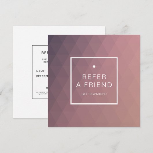 Moderne Roos Square Verwijs een vriend (Voorkant / Achterkant)