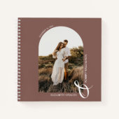 Moderne Roos Taupe Guest Book op Photo Arch Weddin Notitieboek (Voorkant)