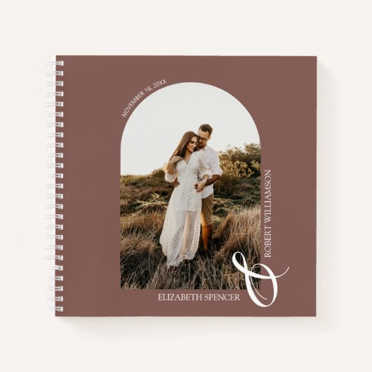 Moderne Roos Taupe Guest Book op Photo Arch Weddin Notitieboek (Voorkant)