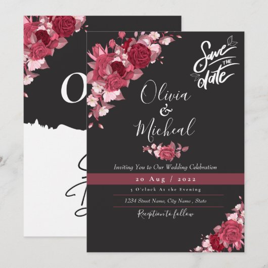 Moderne roos van Bourgogne ruby Kaart (Voorkant / Achterkant)