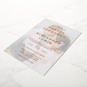 Moderne Roos voor fotoweddenschappen Gold Folie Uitnodiging (Gedraaid)