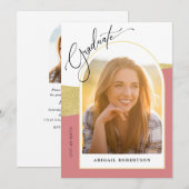 Moderne Roos voor kunstfoto's en gouden Afstuderen Kaart (Voorkant / Achterkant)