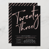 Moderne Roos voor penseelscript Gold 23e verjaarda Kaart (Voorkant / Achterkant)