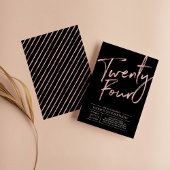 Moderne Roos voor penseelscript Gold 24e verjaarda Kaart