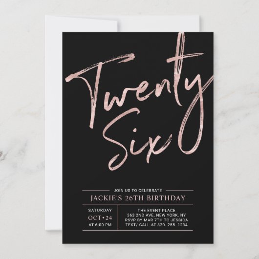 Moderne Roos voor penseelscript Gold 26e verjaarda Kaart (Voorkant)