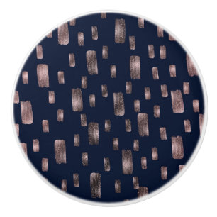 Moderne Roos voor schilderpenselen, goud en marine Keramische Knop