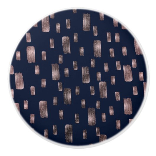 Moderne Roos voor schilderpenselen, goud en marine Keramische Knop (Voorkant)