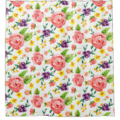 Moderne Roos Waterverf Hete roze Douchegordijn (Voorkant)