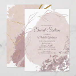 Moderne Roos Waterverf Sweet Sixteen 16 Kaart