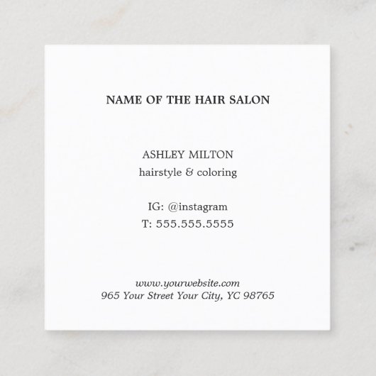 Moderne Roos White Circle kapper Vierkante Visitekaartje (Achterkant)