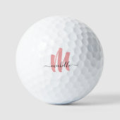 moderne roos witte monogram initiaal handelsnaam golfballen (Voorkant)