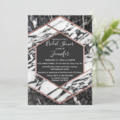 Moderne roosgouden rand zeshoekige bruiloftsinvita kaart (Staand voorkant)