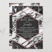 Moderne roosgouden rand zeshoekige bruiloftsinvita kaart (Voorkant / Achterkant)