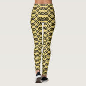 Moderne roosterbalk Geometrische butter Geel en zw Leggings (Achterkant)