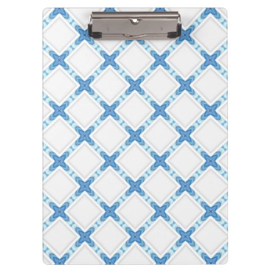 Moderne roosterblauwe witte klas klembord (Voorkant)