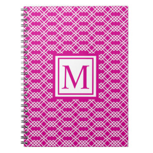 Moderne roosterroosterroze geometrische monogram notitieboek