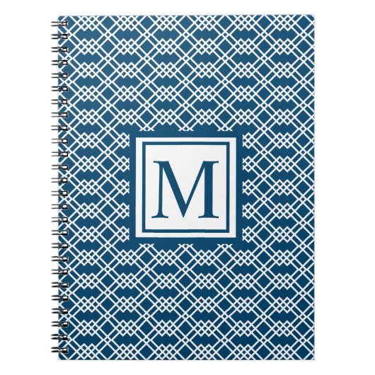 Moderne roosters geometrisch monogram Atlantisch b Notitieboek (Voorkant)