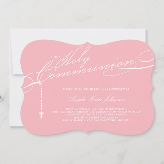Moderne Rosary First Heilige Communie Foto Religio Kaart (Voorkant)