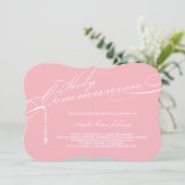 Moderne Rosary First Heilige Communie Foto Religio Kaart (Staand voorkant)