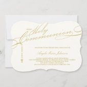 Moderne Rosary First Heilige Communie Foto Religio Kaart (Voorkant)