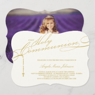 Moderne Rosary First Heilige Communie Foto Religio Kaart