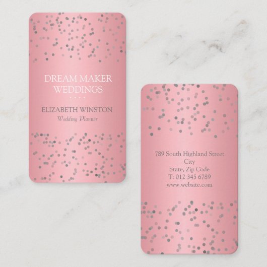 Moderne Rose Goud Confetti Professionele Visitekaartje (Voorkant / Achterkant)