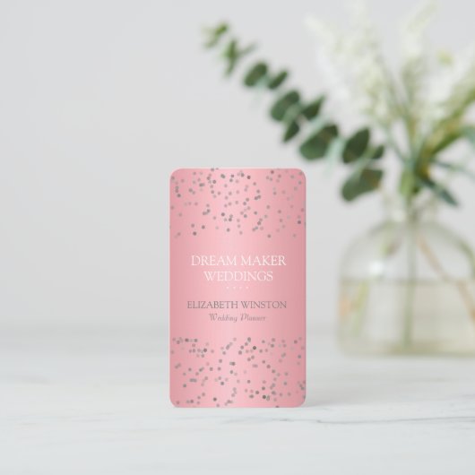 Moderne Rose Goud Confetti Professionele Visitekaartje (Staand voorkant)