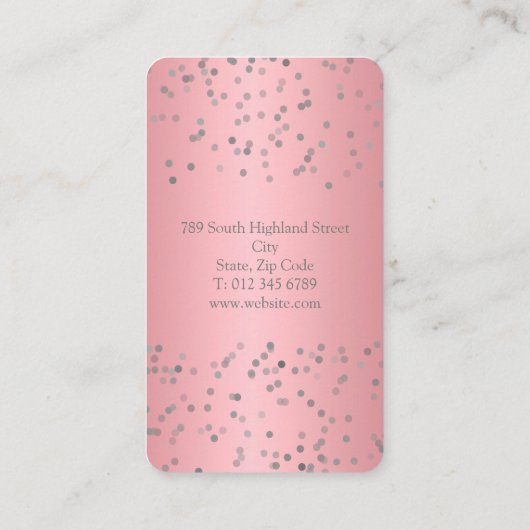 Moderne Rose Goud Confetti Professionele Visitekaartje (Achterkant)
