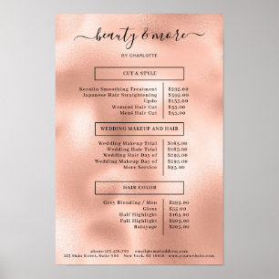 Moderne Rosegold Eenvoudige Salon Prijslijst Poste Poster