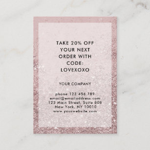 Moderne Rosegold Glitter Discount Card Kortingskaartje