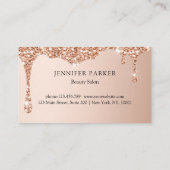Moderne Rosegold Glitter Drop Salon & Spa Loyalite Visitekaartje (Achterkant)