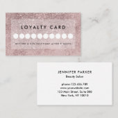 Moderne Rosegold Glitter Salon Loyaliteit Visitekaartje (Voorkant / Achterkant)