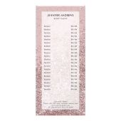 Moderne Rosegold Glitter Salon Prijslijst Reclamekaart (Voorkant)