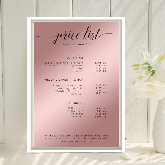 Moderne Rosegold (nabootsing) Prijslijst Poster