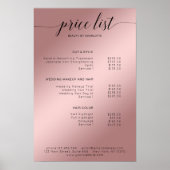Moderne Rosegold (nabootsing) Prijslijst Poster (Voorkant)