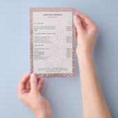 Moderne Rosegoud Glitter Salon Prijslijst Flyer (Hand)