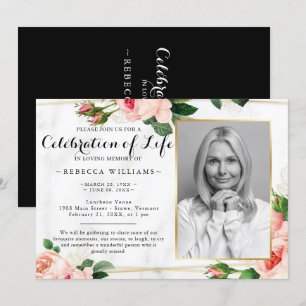 Moderne Rosy Blush Floral Foto's vieren het leven Kaart