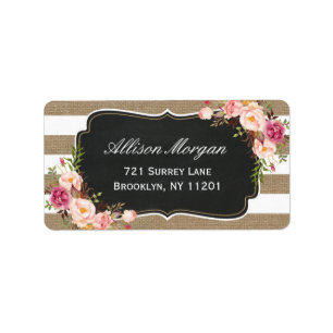 Moderne rotsburpes Floral Etiket