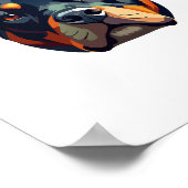 Moderne Rottweiler Portret - Vetgedrukte Vector St Poster (Hoek)