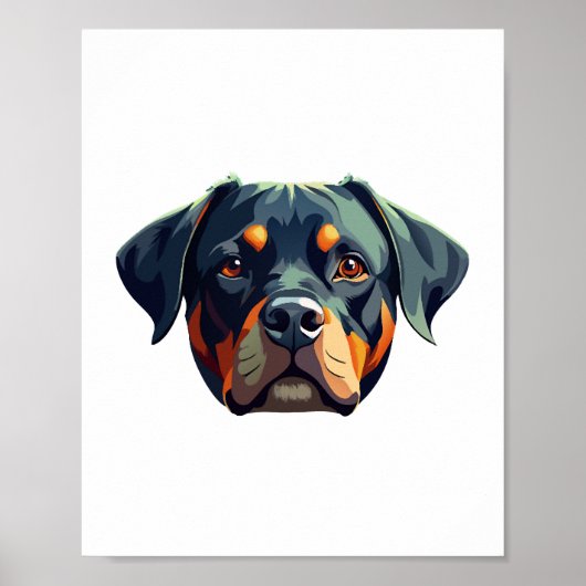 Moderne Rottweiler Portret - Vetgedrukte Vector St Poster (Voorkant)