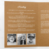 Moderne Rouw-/Herdenkings- Faux Kraft Fotocollage Drieluik Programma (Binnenzijde eerst)