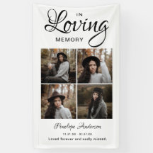 Moderne rouwbanner met 4 foto's collage