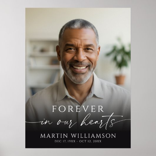 Moderne rouwdienst Foto Script Welkomstbord Poster (Voorkant)