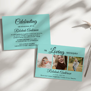 Moderne rouwfoto collage met 3 foto's aankondiging