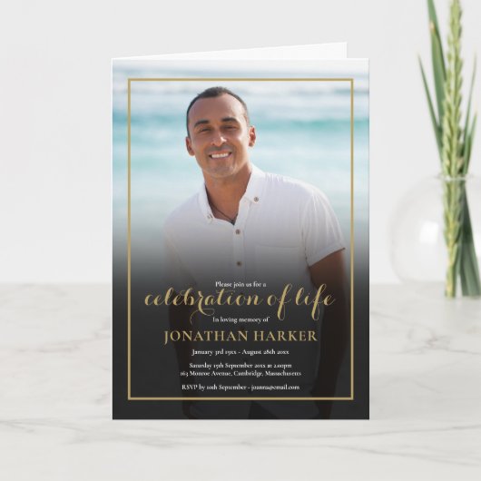 Moderne rouwfoto Gouden levensviering (Voorkant)