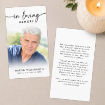 Moderne rouwfoto Loving Memory-gebetskaart