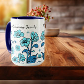 Moderne ROYAL BLUE Bloemen PERSONALISEREN Mok