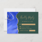 Moderne Royal Blue Gold Agaat Emerald Green bruilo RSVP Kaartje (Voorkant)