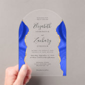 Moderne Royal Blue Gold Agaat Wedding Arch Acryl Uitnodigingen (Insitu (Draagbaar))
