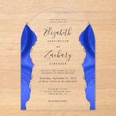 Moderne Royal Blue Gold Agaat Wedding Arch Acryl Uitnodigingen (Voorkant)